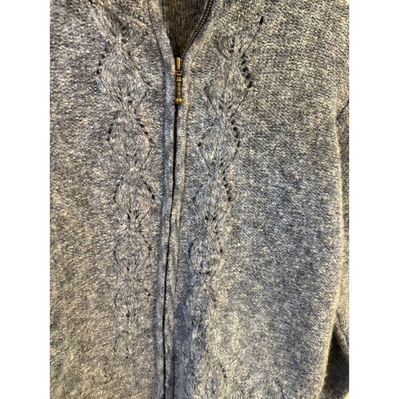 Columbia Women's Blue Knit Full-Zip Sweater L Acrylic/Wool Blend - Picture 3 of 8